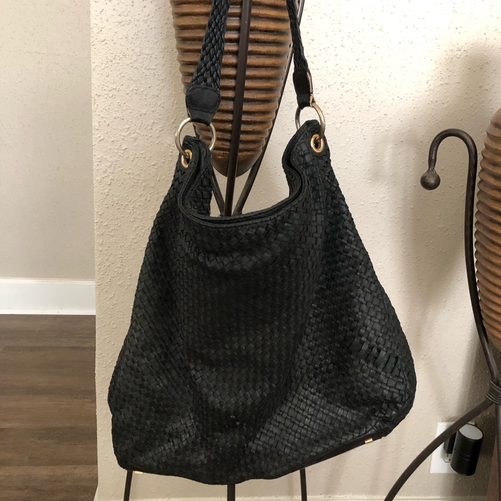 Elliott Lucca Black Woven Hobo Bag